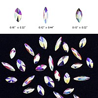 Tisslan 100Pcs Crystal Ab Flatback Marquise Rhinestones 3D Nail Art Decoration 3 Designs Mix Sparkling Accessories