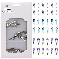 Tisslan 100Pcs Mix 3 Sizes Glass Crystal Ab Raindrop Shape Flat Back 3D Nail Rhinestones Jewels Decoration Accessories Supplies