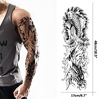 Aresvns Japanese Sleeve Tattoos for Men and Women 20 Sheets, full arm Temporary Tattoos for adults, Waterproof Large Koi Fake Tattoos