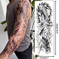 Aresvns Japanese Sleeve Tattoos for Men and Women 20 Sheets, full arm Temporary Tattoos for adults, Waterproof Large Koi Fake Tattoos