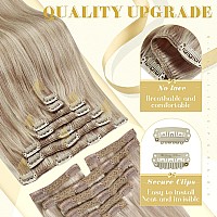 Sunny 24Inch Clip In Hair Extensions Human Hair Ash Blonde Extensions Clip In Real Human Hair Layered Clip On Hair Extensions As