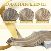 Sunny 24Inch Clip In Hair Extensions Human Hair Ash Blonde Extensions Clip In Real Human Hair Layered Clip On Hair Extensions As