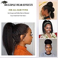 Leosa Ponytail Extension 14 Inch Drawstring Ponytails For Black Women Short Natural Black Yaki Straight Drawstring Ponytail Hair