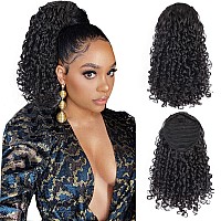 Aisi Beauty Black Curly Ponytail Extension Drawstring Ponytail For Black Women 14 Inch Fake Ponytail Synthetic Ponytail With 2 C