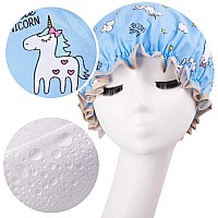 Unicorn Shower Caps For Longthick Hair Cute Hair Cover For Women And Girl Waterproof Bath Hat Double Layer Bonnet