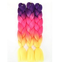 Imierfa Rainbow Braiding Hair Extensions Kanekalon Braiding Hair Feed In Hair For Braids Braiding Crochet Hair Extension 3 Tone