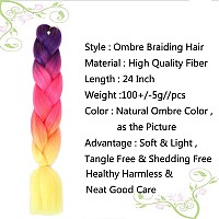 Imierfa Rainbow Braiding Hair Extensions Kanekalon Braiding Hair Feed In Hair For Braids Braiding Crochet Hair Extension 3 Tone