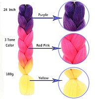 Imierfa Rainbow Braiding Hair Extensions Kanekalon Braiding Hair Feed In Hair For Braids Braiding Crochet Hair Extension 3 Tone