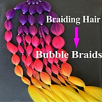 Imierfa Rainbow Braiding Hair Extensions Kanekalon Braiding Hair Feed In Hair For Braids Braiding Crochet Hair Extension 3 Tone