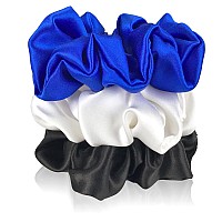 Celestial Silk Mulberry Silk Scrunchies For Hair Blue White Black