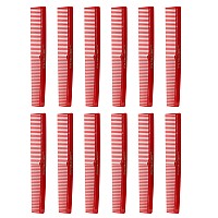 Allegro Combs 420 Nitrile Rubber Hair Combs Set 12 Pk Red Professional Grade Disinfectable Traditional Barber Comb Size