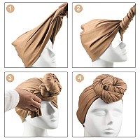 Satinior 6 Pcs Head Wrap Scarf Turban Long Hair Scarf Soft Stretch Headwrap Solid Color Turban Tie Headband For Women Girls