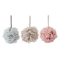 Kakooi Bath Sponges Shower Loofah For Body Exfoliation3 Pcs Browngraypink