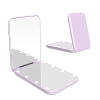 wobsion Compact Mirror, Magnifying Mirror with Light, 1x/3x Handheld 2-Sided Magnetic Switch Fold Mirror,Small Travel Makeup Mirror,Pocket Mirror for Handbag,Purse,Gifts for Girls(Purple)