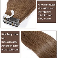 Benehair Remy Tape In Hair Extensions Human Hair Light Brown Seamless Skin Weft Tape In Real Human Hair Extensions Straight Hair