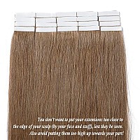 Benehair Remy Tape In Hair Extensions Human Hair Light Brown Seamless Skin Weft Tape In Real Human Hair Extensions Straight Hair