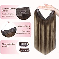 Goo Goo Wire Hair Extensions Human Hair 4264 Chocolate Brown With Honey Blonde Balayage 18Inch 95G Invisible Wire Hair Exten