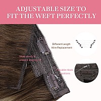 Goo Goo Wire Hair Extensions Human Hair 4264 Chocolate Brown With Honey Blonde Balayage 18Inch 95G Invisible Wire Hair Exten