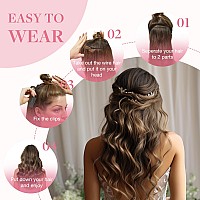 Goo Goo Wire Hair Extensions Human Hair 4264 Chocolate Brown With Honey Blonde Balayage 18Inch 95G Invisible Wire Hair Exten