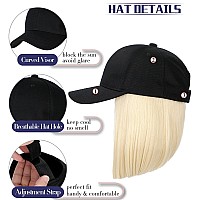 Qlenkay Baseball Cap With Hair Extensions Straight Short Bob Hairstyle Adjustable Removable Wig Hat 14Inch For Woman Girl Bleach