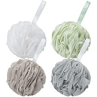 Amazerbath Loofah Sponge 75Gpiece Exfoliating Bath Sponge Body Scrubber Loofa Set Of 4 Neutral Colors Large