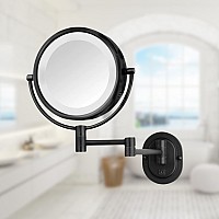 Jerdon Twosided Wallmounted Makeup Mirror With Halo Lighting Lighted Makeup Mirror With 5X Magnification Wallmount Arm