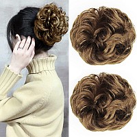 Liliyab Messy Hair Bun Hair Piece 2Pcs Curly Bun Hair Piece Messy Buns Hair Piece Hair Buns Hair Piece Hair Bun Extension Fake H