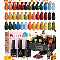 Beetles Fall Gel Nail Polish Set 20 Colors Nail Gel Polish Blue Red Brown Black Yellow Orange Green Gel Nail Polish Kit With Glo