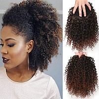 Rosessea Short Afro Kinky Curly Ponytail Hair Piece For African American Ponytail Extension Synthetic Afro Kinky Curly Ponytail