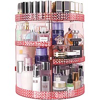 HEMTROY Rotating Makeup Organizer 360 Degree, Plus Size Capacity 7 Layers Adjustable Cosmetic Organizer Fits Vanity Countertop, Make Up Organizers and Storage Toner, Perfume, Lipstick or More (Pink)