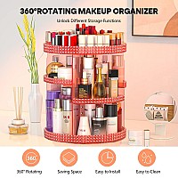 HEMTROY Rotating Makeup Organizer 360 Degree, Plus Size Capacity 7 Layers Adjustable Cosmetic Organizer Fits Vanity Countertop, Make Up Organizers and Storage Toner, Perfume, Lipstick or More (Pink)