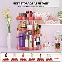 HEMTROY Rotating Makeup Organizer 360 Degree, Plus Size Capacity 7 Layers Adjustable Cosmetic Organizer Fits Vanity Countertop, Make Up Organizers and Storage Toner, Perfume, Lipstick or More (Pink)