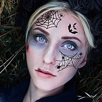 94 Pieces Halloween Spider Face Tattoos Spider Webs Temporary Tattoos Shoulder Arm Back Body Art Sticker For Witch Halloween Cos