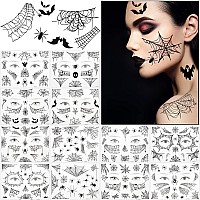 94 Pieces Halloween Spider Face Tattoos Spider Webs Temporary Tattoos Shoulder Arm Back Body Art Sticker For Witch Halloween Cos