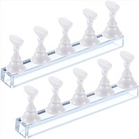 Blulu 2 Sets Acrylic Nail Display Stand Nail Practice Holder Magnetic Nail Practice Stand Fingernail Diy Nail Design Stand For F