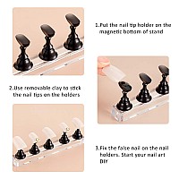 2 Sets Acrylic Nail Display Stand Nail Practice Holder Magnetic Nail Practice Stand Fingernail Diy Nail Design Stand For False N