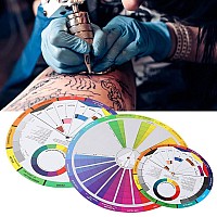 Color Wheel, 3pcs Color Mixing Guides Wheel Paint Mixing Learning Guide Art Class Teaching Tool Color Scheme Guide for Paint Permanent Eyebrow Lip Body Tattoo