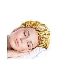 6 Pieces Sleep Cap Satin Bonnet Sleeping Hat Soft Elastic Night Hair Cover For Women Girls Black Beige Silver Gold Pink Pe