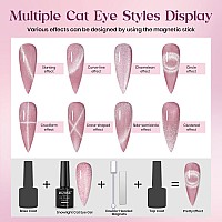 Mizhse 10Ml6 Colors Cat Eye Gel Nail Polish Crystal Magnetic Gel Polish Glitter Pink Gold Sparkle Gel Polish Set With Universa