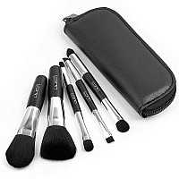 Brush Master Travel Makeup Brushes Set Wpouch 5Pcs Double Ended Portable Mini Cosmetic Brushes Kit For Foundation Eyeshadow