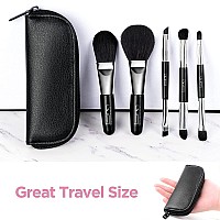 Brush Master Travel Makeup Brushes Set Wpouch 5Pcs Double Ended Portable Mini Cosmetic Brushes Kit For Foundation Eyeshadow