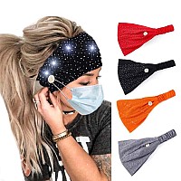 Bohend Boho Button Headband Wide Stretchy Daily Use Knotted Headwear Sport Athletic Yoga