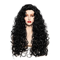 Rugelyss Long Wavy Wigs 28 Inches Natural Black Synthetic Kinky Curly Hair Wig For Women