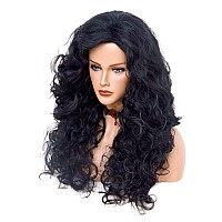 Rugelyss Long Wavy Wigs 28 Inches Natural Black Synthetic Kinky Curly Hair Wig For Women