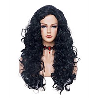 Rugelyss Long Wavy Wigs 28 Inches Natural Black Synthetic Kinky Curly Hair Wig For Women