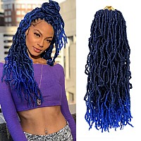 Umylar 18 Inch Faux Locs Crochet Hair Soft Locs Crochet Hair 7 Packs Pre Looped Blue Faux Locs Crochet Hair For Black Women Synthetic Hair Extension(18 Inch,T1B/Blue)