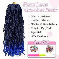 Umylar 18 Inch Faux Locs Crochet Hair Soft Locs Crochet Hair 7 Packs Pre Looped Blue Faux Locs Crochet Hair For Black Women Synthetic Hair Extension(18 Inch,T1B/Blue)