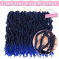 Umylar 18 Inch Faux Locs Crochet Hair Soft Locs Crochet Hair 7 Packs Pre Looped Blue Faux Locs Crochet Hair For Black Women Synthetic Hair Extension(18 Inch,T1B/Blue)