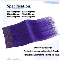 Tape In Hair Extensions Lila 100 Remy Human Hair Extensions Silky Straight For Fashion Women 20 Pcspackage22Inch Lila 60G