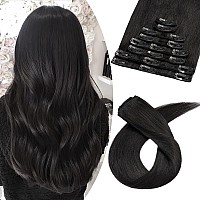 Benehair Clip In Hair Extensions Real Human Hair Clip On Hair Extensions Double Weft 8Pcs 18Inch Remy Human Hair Extensions Soft